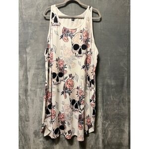 SHEIN Curve 4XL White Floral Skull Tank Dress Racerback Sleeveless Plus Size